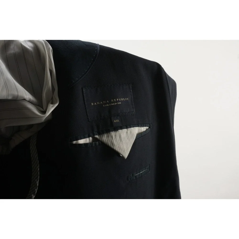 Banana Republic Lanificio Cerruti Dal‎ 1881 Navy Blue Wool Suit Jacket Men's 42R
